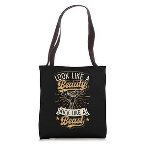 Like A Beauty Hit Like A Beast Karate Kickboxing Girl Tote Bag <3